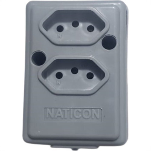 Tomada Barra Naticon Dupla 10A 2 Polos +Terra Cinza 606 Tomada Barra Naticon Dupla 10A 2 Polos +Terra Cinza 606