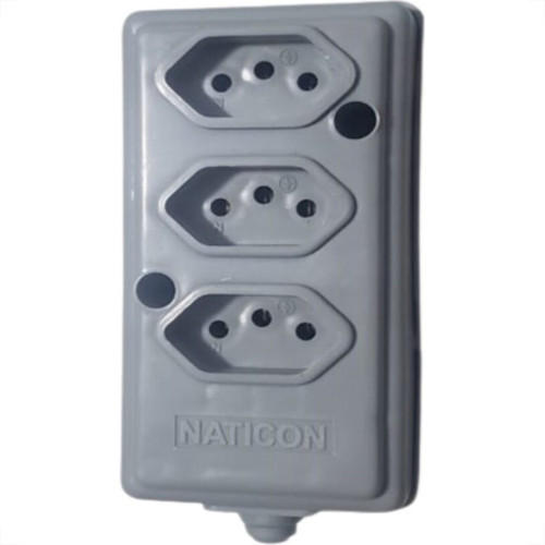 Tomada Barra Naticon Tripla 20A 2 Polos +Terra Cinza 610 Tomada Barra Naticon Tripla 20A 2 Polos +Terra Cinza 610