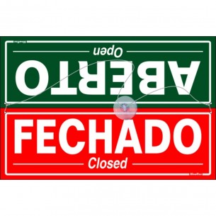 Placa Sinalizacao Poliestireno 10X320 ”Aberto/Fechado Com Fio De Nylon E Ventosa  250Cf