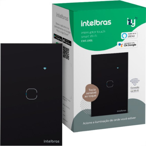 Interruptor Inteligente Intelbras Wifi Touch Preto 1 Tecla Ews 1001 Interruptor Inteligente Intelbras Wifi Touch Preto 1 Tecla Ews 1001