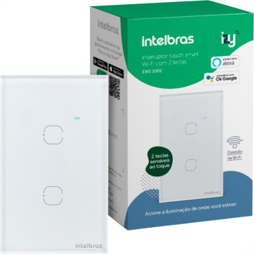 Interruptor Inteligente Intelbras Wifi Touch Branco 2 Teclas Ews 1002 Interruptor Inteligente Intelbras Wifi Touch Branco 2 Teclas Ews 1002