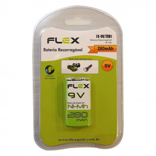 Pilha Recarregavel Flexgold Bateria 9V Com 1 Peca 280Mah  Fx-9V/28B1