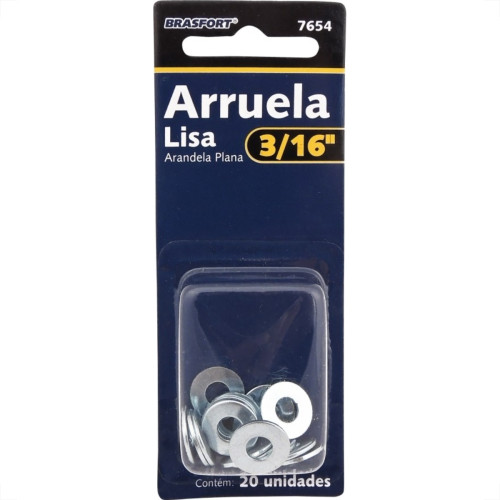 Cartela Arruela Lisa Zincada Brasfort 3/16'' Cartela Com 20 Pecas 7654 Cartela Arruela Lisa Zincada Brasfort 3/16'' Cartela Com 20 Pecas 7654