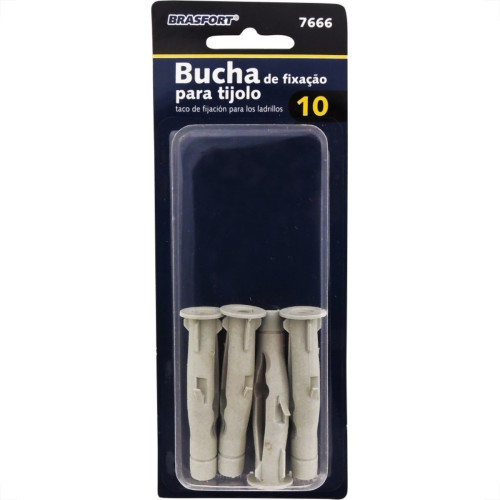 Cartela Bucha Fixacao Baiano/Gesso Brasfort 10 Sem Parafuso Cartela Com 04 Pecas 7666 Cartela Bucha Fixacao Baiano/Gesso Brasfort 10 Sem Parafuso Cartela Com 04 Pecas 7666