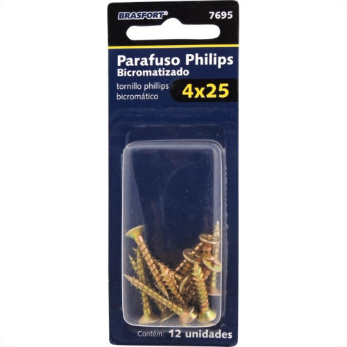 Cartela Parafuso Chipboard Brasfort Cabeca Chata Philips 4,0X25 Cartela Com 12 Pecas 7695 Cartela Parafuso Chipboard Brasfort Cabeca Chata Philips 4,0X25 Cartela Com 12 Pecas 7695