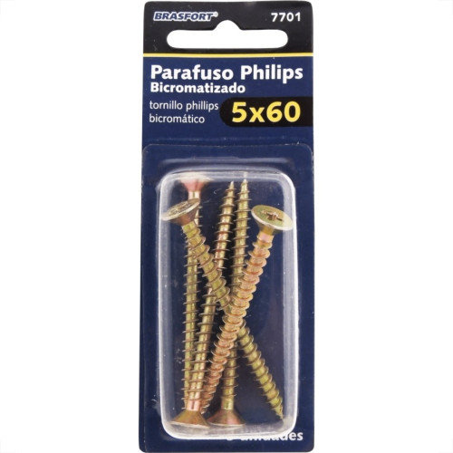 Cartela Parafuso Chipboard Brasfort Cabeca Chata Philips 5,0X60 Cartela Com 5 Pecas 7701 Cartela Parafuso Chipboard Brasfort Cabeca Chata Philips 5,0X60 Cartela Com 5 Pecas 7701