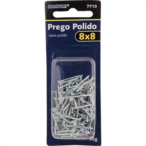 Cartela Prego Aco Polido Brasfort Com Cabeca 08X08 (1,20X18mm) (1,20X18mm) Cartela Com 30 Gramas 7710 Cartela Prego Aco Polido Brasfort Com Cabeca 08X08 (1,20X18mm) (1,20X18mm) Cartela Com 30 Gramas 7710