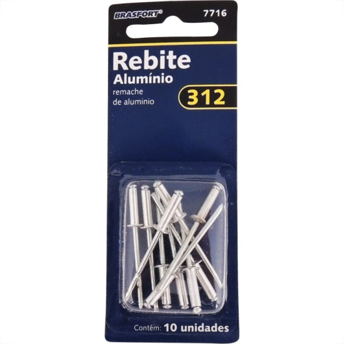 Cartela Rebite Brasfort Aluminio Repuxo 312 Cartela Com 10 Pecas 7716 Cartela Rebite Brasfort Aluminio Repuxo 312 Cartela Com 10 Pecas 7716