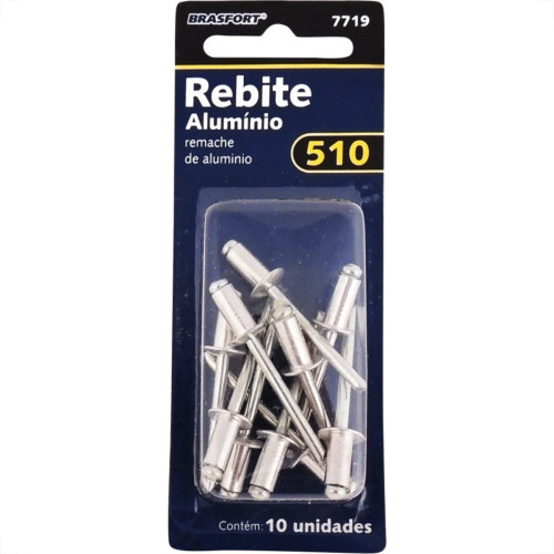 Cartela Rebite Brasfort Aluminio Repuxo 510 Cartela Com 10 Pecas 7719 Cartela Rebite Brasfort Aluminio Repuxo 510 Cartela Com 10 Pecas 7719