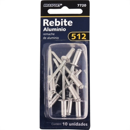 Cartela Rebite Brasfort Aluminio Repuxo 512 Cartela Com 10 Pecas 7720 Cartela Rebite Brasfort Aluminio Repuxo 512 Cartela Com 10 Pecas 7720