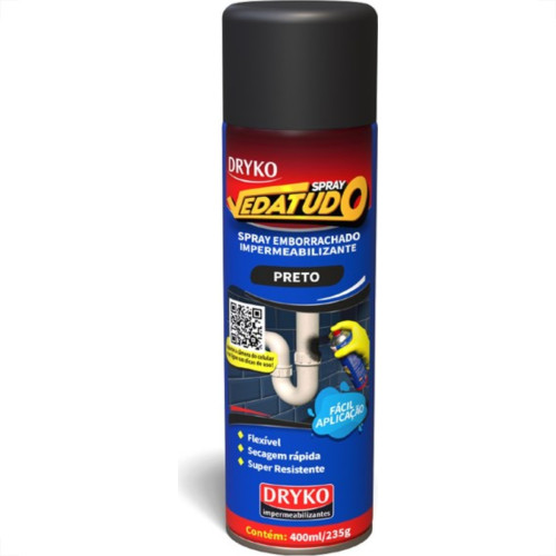 Borracha Liquida Impermeabilizante Spray Dryko Preta 400Ml Borracha Liquida Impermeabilizante Spray Dryko Preta 400Ml