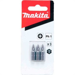 Ponteira Makita Bits Phillips Ph1 X 25Mm Curta Com 3 Pecas  B-23450