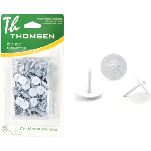 Percevejo Thomsen Branco Cartela Com 50 Pecas Pc-029 Percevejo Thomsen Branco Cartela Com 50 Pecas Pc-029