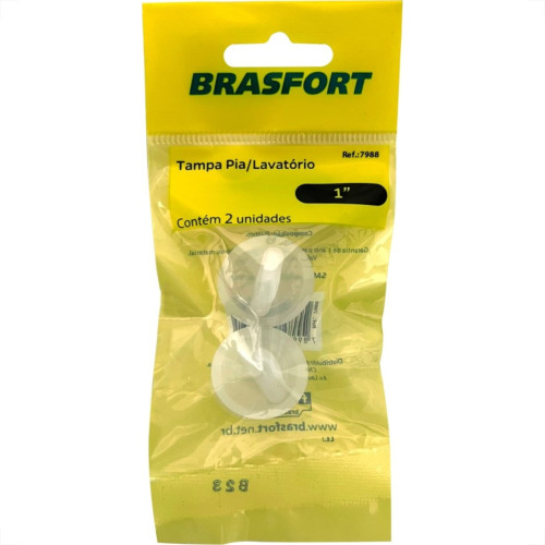 Cartela Tampa Pia/Lavatorio Brasfort Plastico 1'' Com 2 Pecas 7988 Cartela Tampa Pia/Lavatorio Brasfort Plastico 1'' Com 2 Pecas 7988