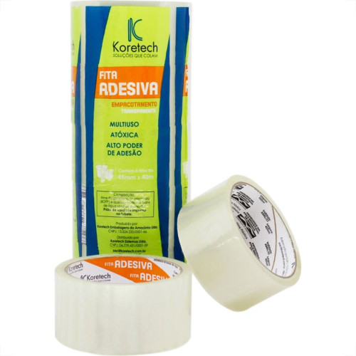 Fita Embalagem Koretech Koretape Transparente 45X 40 Pa.18.01.0.0003 - Kit C/5 Fita Embalagem Koretech Koretape Transparente 45X 40 Pa.18.01.0.0003 - Kit C/5