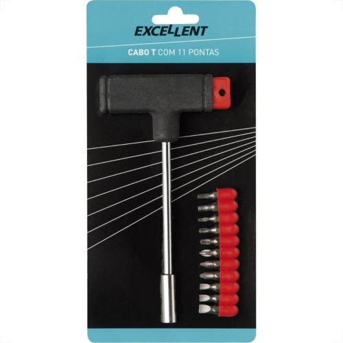 Chave Fenda/Phillips/Torx/Allen Excellent Cabo ''T'' Com 11 Pontas 6Xm Chave Fenda/Phillips/Torx/Allen Excellent Cabo ''T'' Com 11 Pontas 6Xm