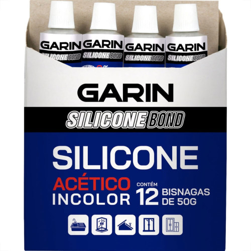 Cola Silicone Bond Garin 50G Incolor Ssai-050C - Kit C/12 Cola Silicone Bond Garin 50G Incolor Ssai-050C - Kit C/12