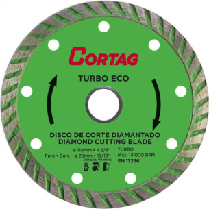 Disco Diamantado Cortag Eco Turbo 110Mm Agua/Seco 60598