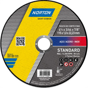 Disco De Corte Para Inox Norton Standard 41/2X1,0X7/8 66252849762