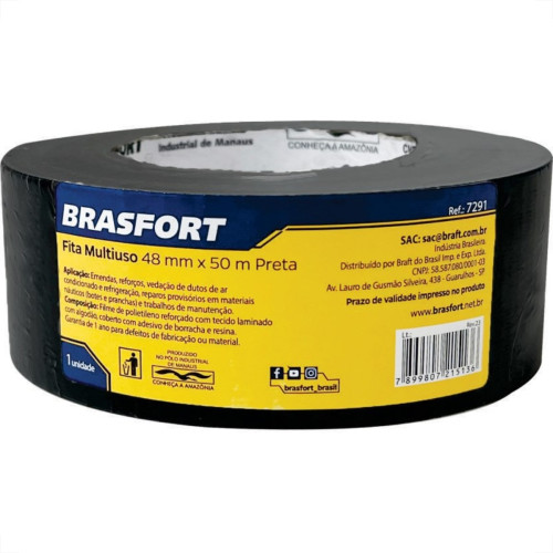 Fita Silver Tape Brasfort Multiuso 48 X 50M Preta 7291 Fita Silver Tape Brasfort Multiuso 48 X 50M Preta 7291