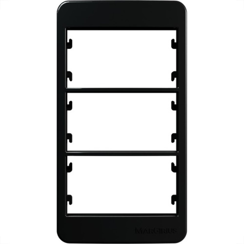 Placa Para Condulete Margirius Sleek 3/4 Preta (3Modulo Horizontal) Com Suporte 21881 Placa Para Condulete Margirius Sleek 3/4 Preta (3Modulo Horizontal) Com Suporte 21881