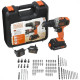 Furadeira/Parafusadeira Black & Decker 3/8''20V Bateria Com 80 Acessorios Bcd704C1Ka-Br