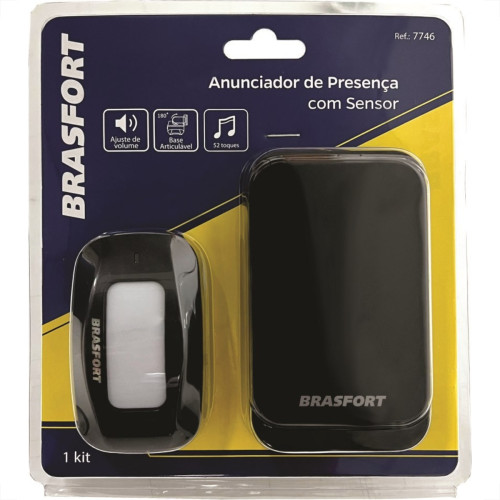 Anunciador De Presenca Brasfort Com Sensor Preto 7746 Anunciador De Presenca Brasfort Com Sensor Preto 7746