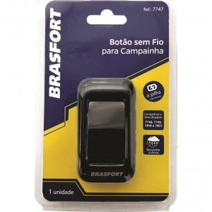 Botao Para Campainha Brasfort Sem Fio Pilha Preto  7747