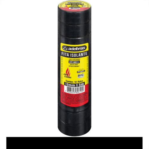 Fita Isolante Adelbras 5Mx19Mm Preta - Kit C/10