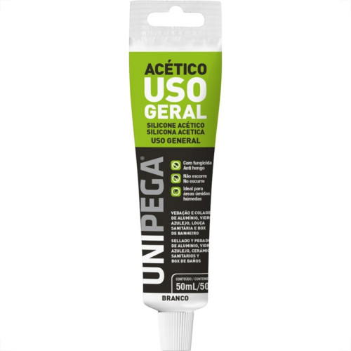 Cola Silicone Unipega 50G Uso Geral Branco Bisnaga Aes0509.0532 Cola Silicone Unipega 50G Uso Geral Branco Bisnaga Aes0509.0532