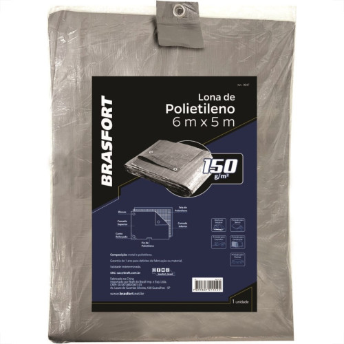 Lona Carreteiro Brasfort Cinza 6X 5M 150 Gramas Por M² 9047 Lona Carreteiro Brasfort Cinza 6X 5M 150 Gramas Por M² 9047