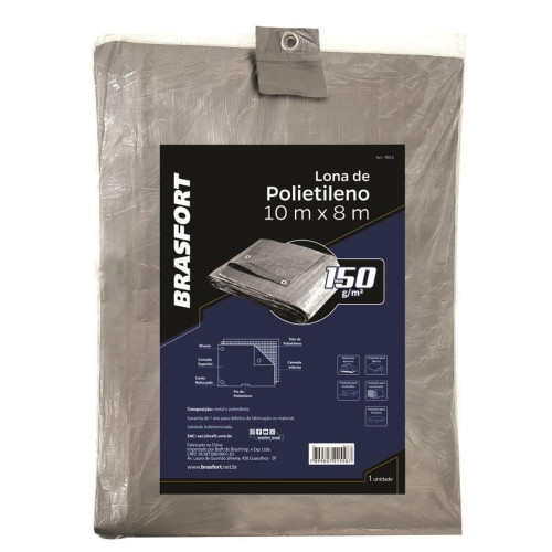 Lona Carreteiro Brasfort Cinza 10X 8M 150 Gramas Por M² 9053