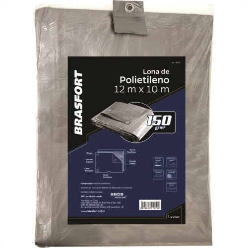 Lona Carreteiro Brasfort Cinza 12X10M 150 Gramas Por M 9054