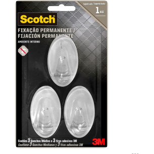 Gancho Adesivo 3M Scotch Medio 3 Pecas Transparente Hb004684328