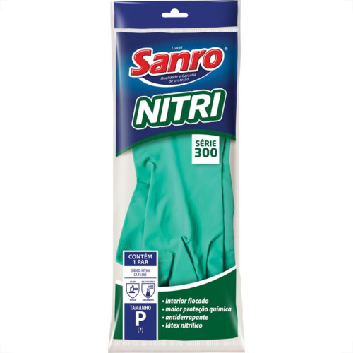 Luva Nitrilica Sanro Verde Sem Forro P Par 281N30002 Luva Nitrilica Sanro Verde Sem Forro P Par 281N30002
