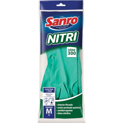 Luva Nitrilica Sanro Verde Sem Forro M Par 282N30002 Luva Nitrilica Sanro Verde Sem Forro M Par 282N30002