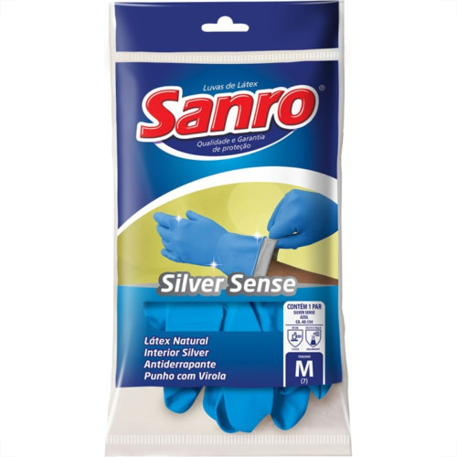 Luva Sanro Latex Silver Sense M Par Luva Sanro Latex Silver Sense M Par