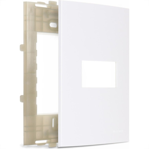 Placa Margirius Sleek 4X2 Branca (1Modulo Horizontal) Com Suporte 16026 Placa Margirius Sleek 4X2 Branca (1Modulo Horizontal) Com Suporte 16026