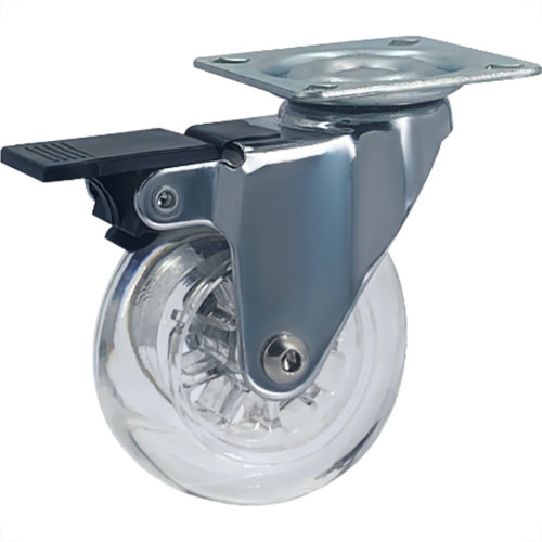 Rodizio Perkon Poliuretano Base Giratorio Transparente Com Trava 75Mm 1243 Rodizio Perkon Poliuretano Base Giratorio Transparente Com Trava 75Mm 1243