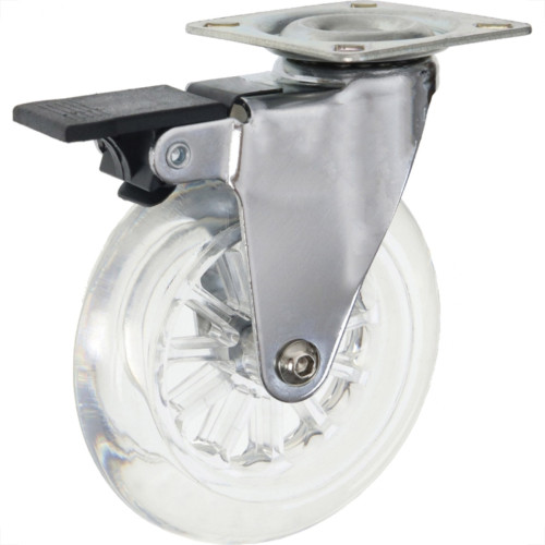Rodizio Perkon Poliuretano Base Giratorio Transparente Com Trava 100Mm 1244 Rodizio Perkon Poliuretano Base Giratorio Transparente Com Trava 100Mm 1244