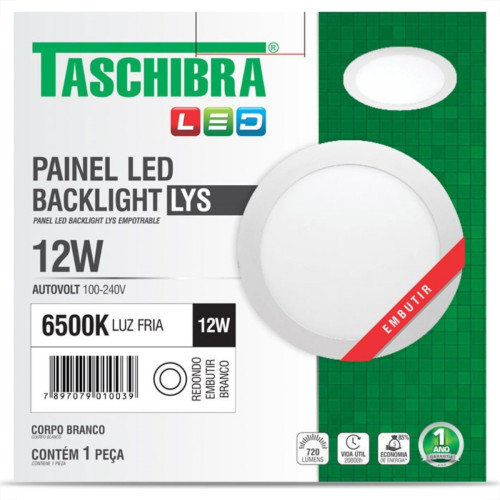 Luminaria Led Plafon Taschibra Lys Embutir Redondo 12W 6500K 16,5Cm Luminaria Led Plafon Taschibra Lys Embutir Redondo 12W 6500K 16,5Cm