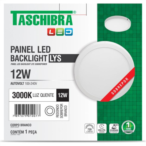 Luminaria Led Plafon Taschibra Lys Externo Redondo 12W 3000K 16,2Cm Luminaria Led Plafon Taschibra Lys Externo Redondo 12W 3000K 16,2Cm