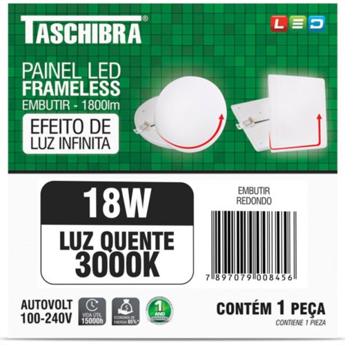 Luminaria Led Plafon Taschibra Frameless Borda Infinita Embutir Redondo 18W 3000K 12Cm Luminaria Led Plafon Taschibra Frameless Borda Infinita Embutir Redondo 18W 3000K 12Cm