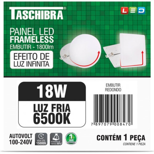 Luminaria Led Plafon Taschibra Frameless Borda Infinita Embutir Redondo 18W 6500K 12Cm Luminaria Led Plafon Taschibra Frameless Borda Infinita Embutir Redondo 18W 6500K 12Cm