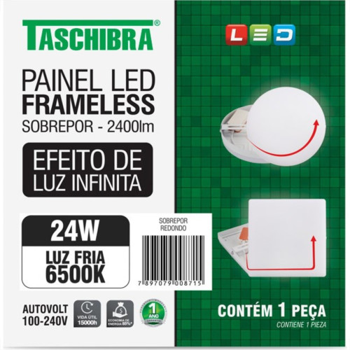 Luminaria Led Plafon Taschibra Frameless Borda Infinita Externo Redondo 24W 6500K 17Cm Luminaria Led Plafon Taschibra Frameless Borda Infinita Externo Redondo 24W 6500K 17Cm