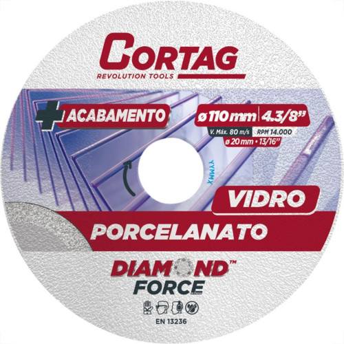 Disco Diamantado Cortag Porcelanato/Vidro 110Mm 62796 Disco Diamantado Cortag Porcelanato/Vidro 110Mm 62796