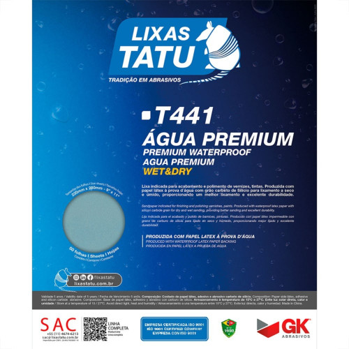 Lixa Dagua Tatu 3000 Premium - Kit C/50 Lixa Dagua Tatu 3000 Premium - Kit C/50