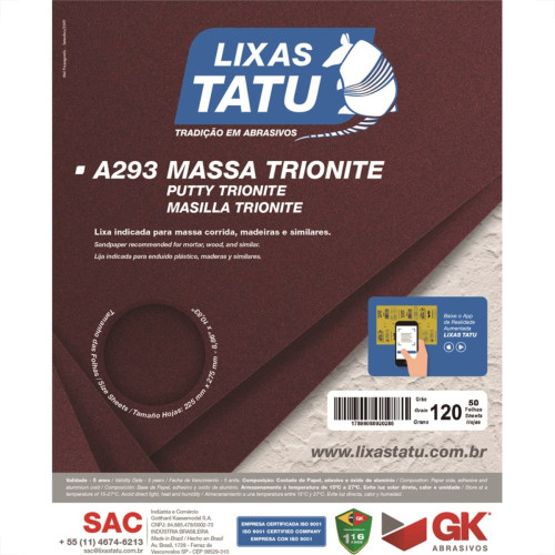Lixa Massa Tatu 120 Trionite A29301200050 - Kit C/50 Lixa Massa Tatu 120 Trionite A29301200050 - Kit C/50