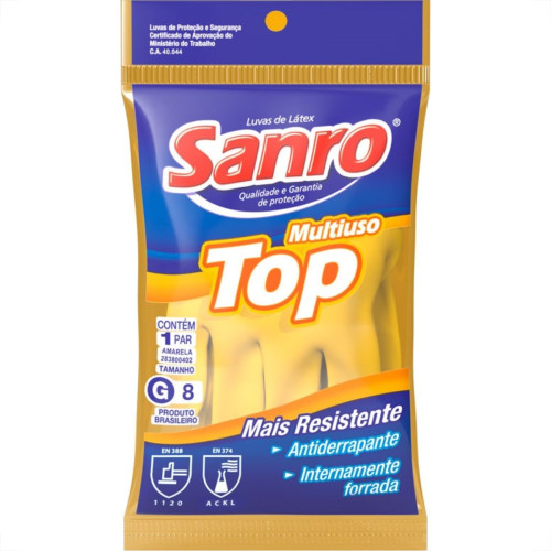 Luva Sanro Forrada Amarela Tam.G Par