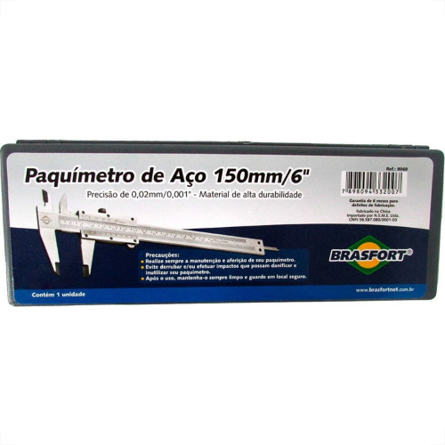 Paquimetro Brasfort Aco 150 X 0,02Mm 8069 Paquimetro Brasfort Aco 150 X 0,02Mm 8069